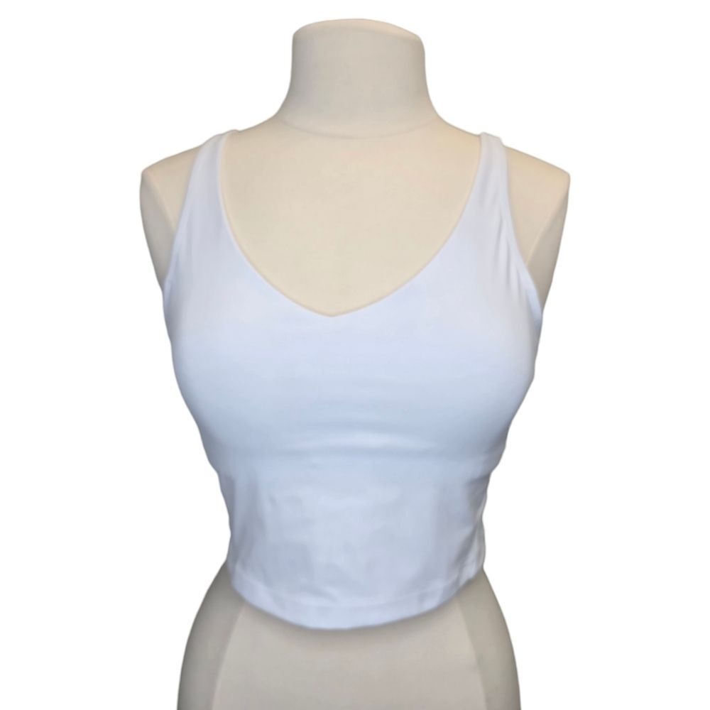 Women's Medium White Athletic Fitted Sports Bra Tank Top